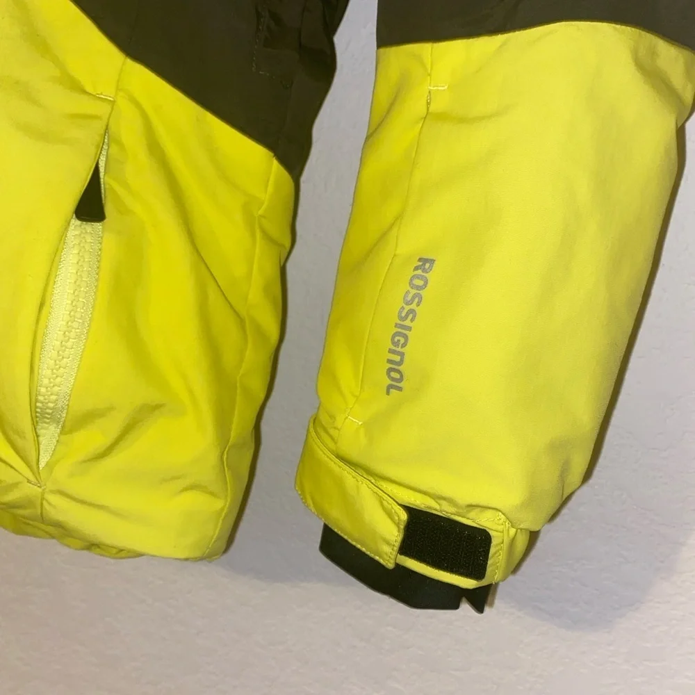 Rossignol Juniors Insulated Waterproof Olive Green Yellow Ski Gorpcore Jacket 8
